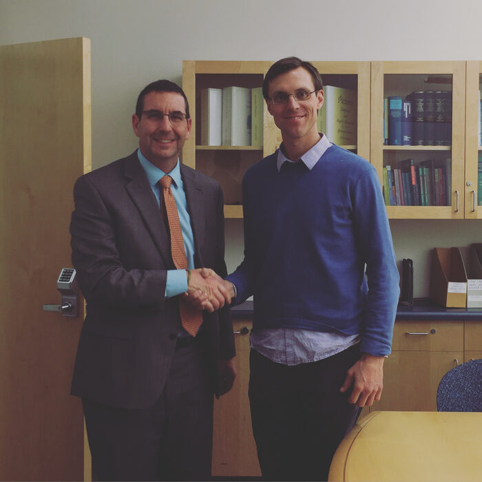 Troy Cox with Jeremy Evans at his thesis defense