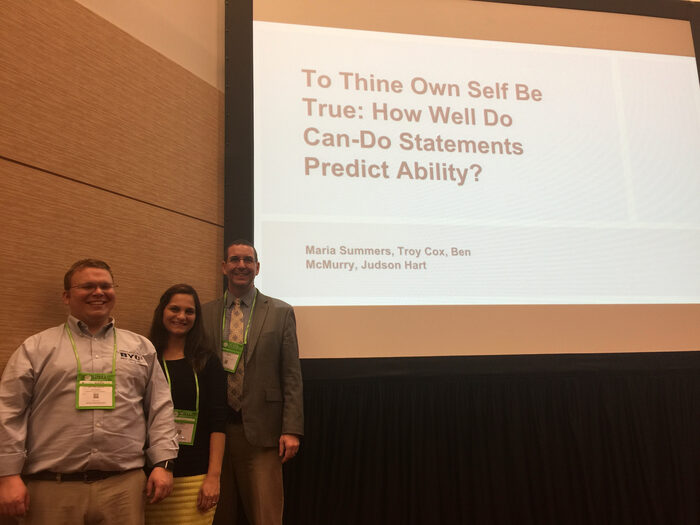 Maria Summers presenting her research at an ACTFL conference with Troy Cox and co-presenters