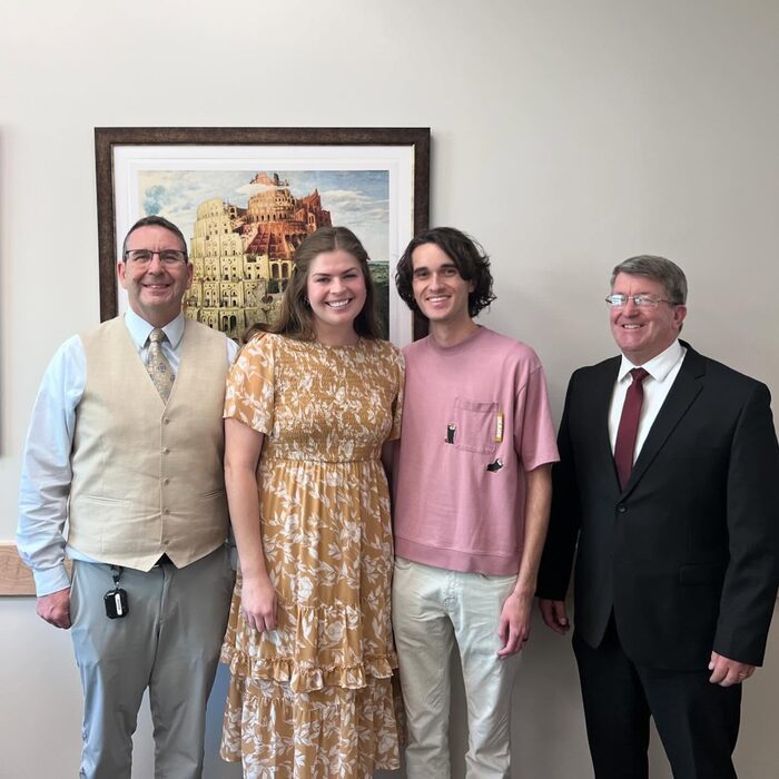 Troy Cox with Megan Scarlet Keys at her thesis defense